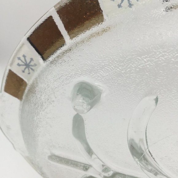 60's Vintage Inland Glass Meat Platter Atomic Tree of Life Starburst Gold MCM - Picture 4 of 7